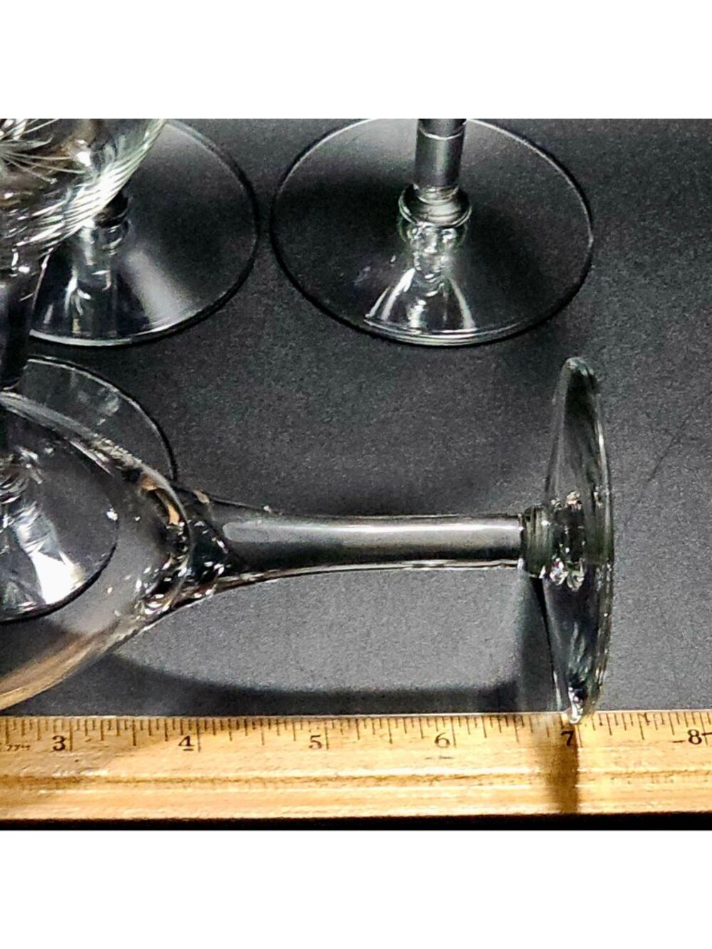 4 Vintage Starburst Wine Glasses 7" etched water goblets cut glass six point sta - Picture 4 of 6